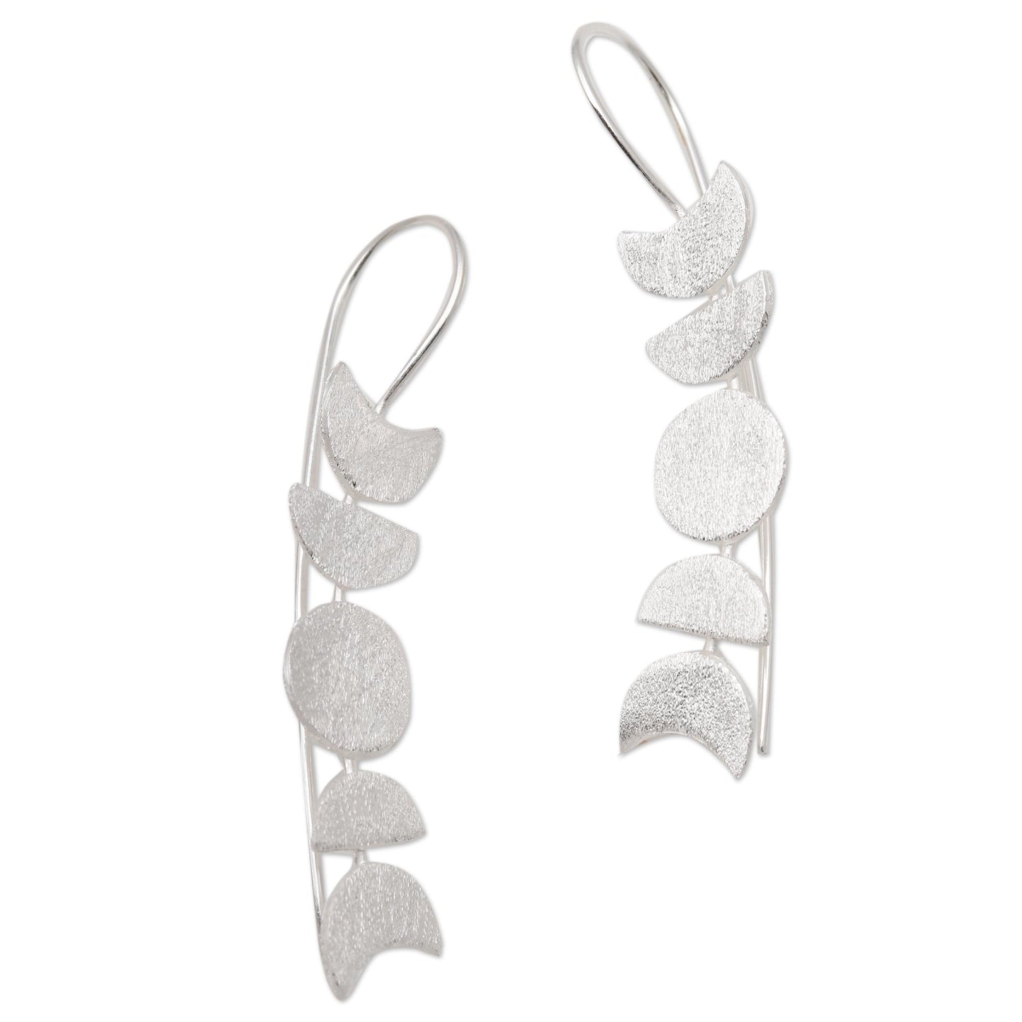 Moon Time Moon-Inspired Sterling Silver Drop Earrings from Bali