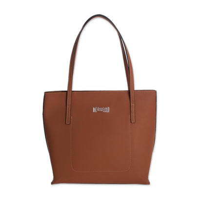 Sublime Elegance in Spice Bonded Leather Shoulder Bag in Solid Spice from El Salvador