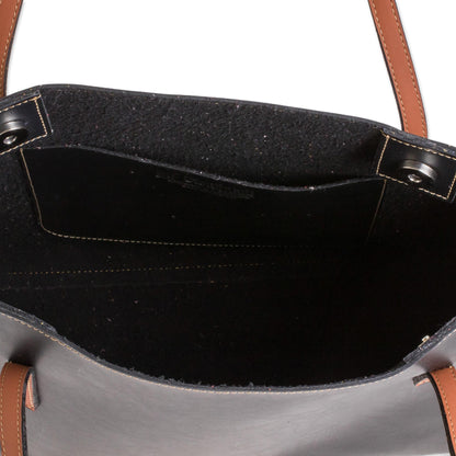 Sublime Style in Black Bonded Leather Shoulder Bag in Black from El Salvador