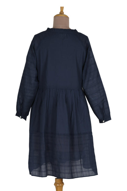 Midnight Mischief Navy Blue Cotton Short Babydoll Dress