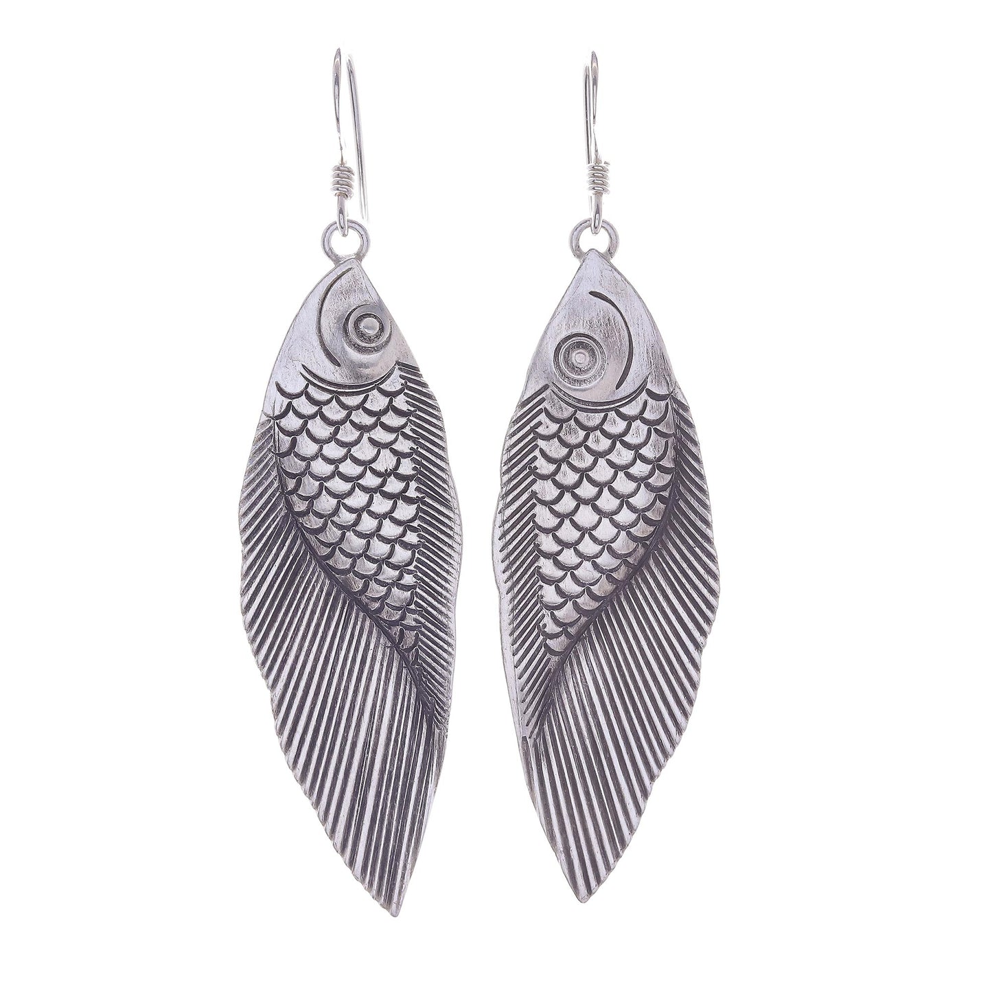 Karen Fish Thai Karen Hill Tribe Silver Fish Earrings