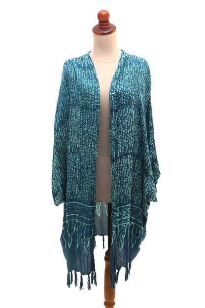 Sea Sponge Breezy Rayon Kimono with Batik Design