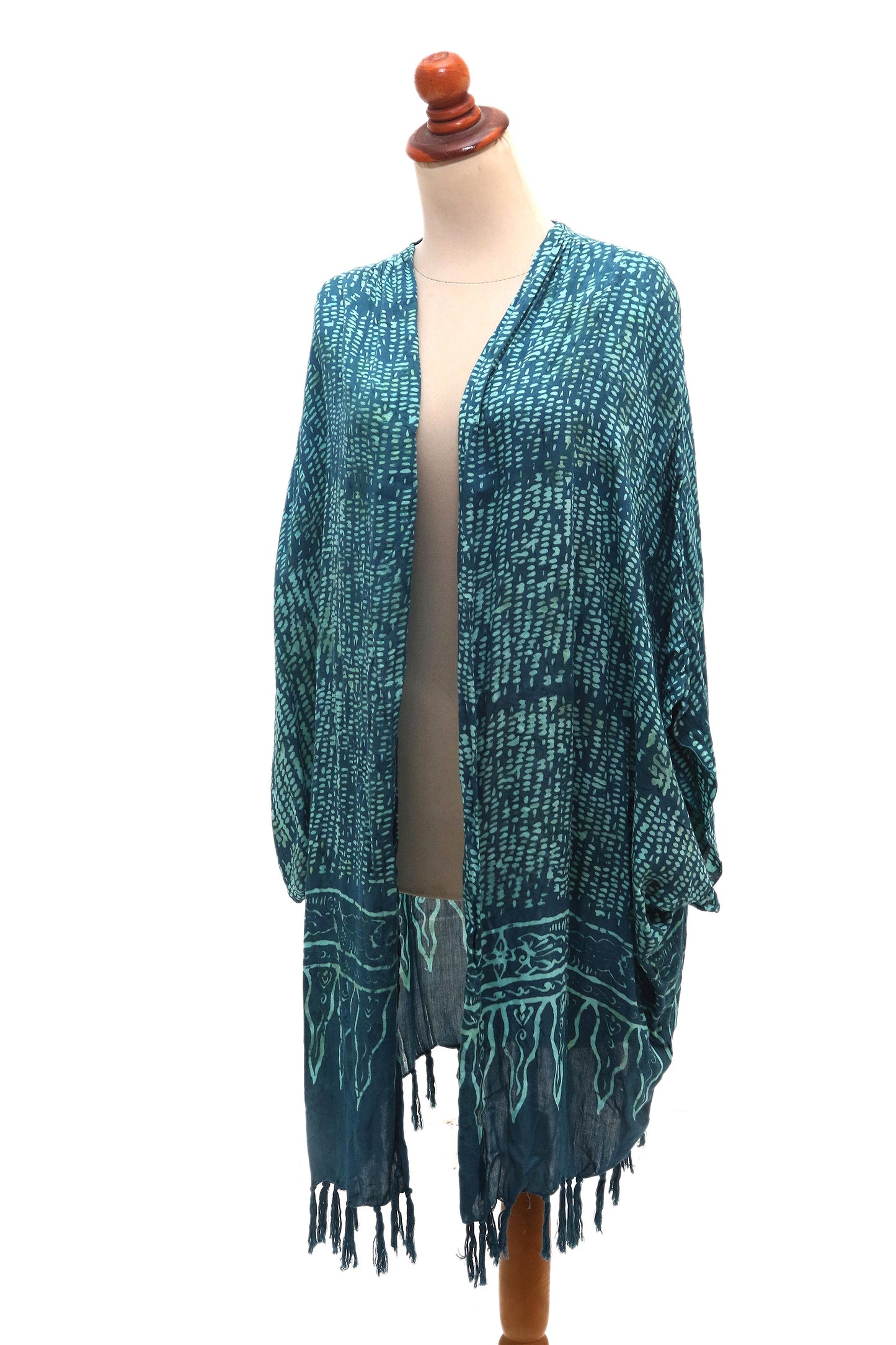 Sea Sponge Breezy Rayon Kimono with Batik Design