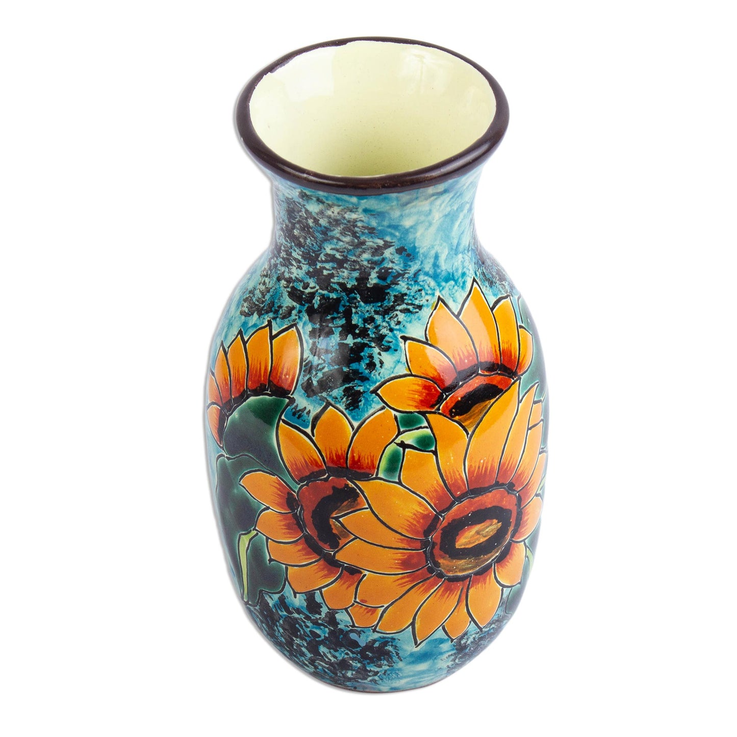 Sunflower Brilliance Unique Hand Painted Sunflower Themed Vase