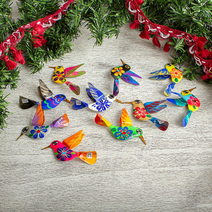 Hovering Hummingbirds Hand Painted Garland of Mexican Hummingbirds