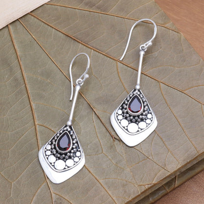 Elegant Arrangement Garnet and Sterling Silver Dangle Earrings