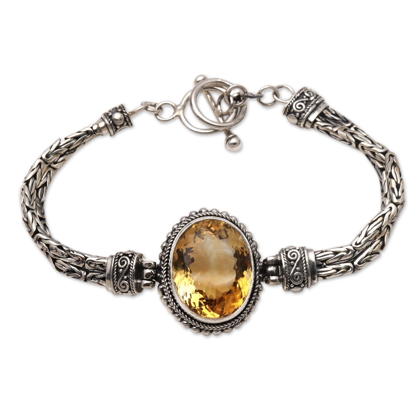 Endless Facets Brilliant Citrine Pendant Bracelet Handmade in Bali