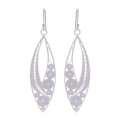 Virtuosity Elegant Sterling Silver Filigree Dangle Earrings