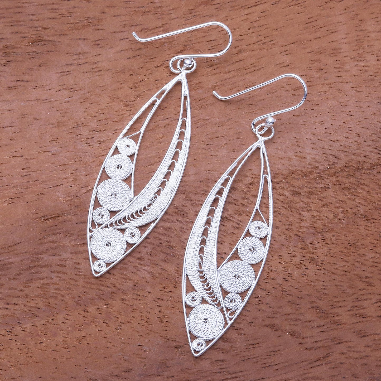 Virtuosity Elegant Sterling Silver Filigree Dangle Earrings