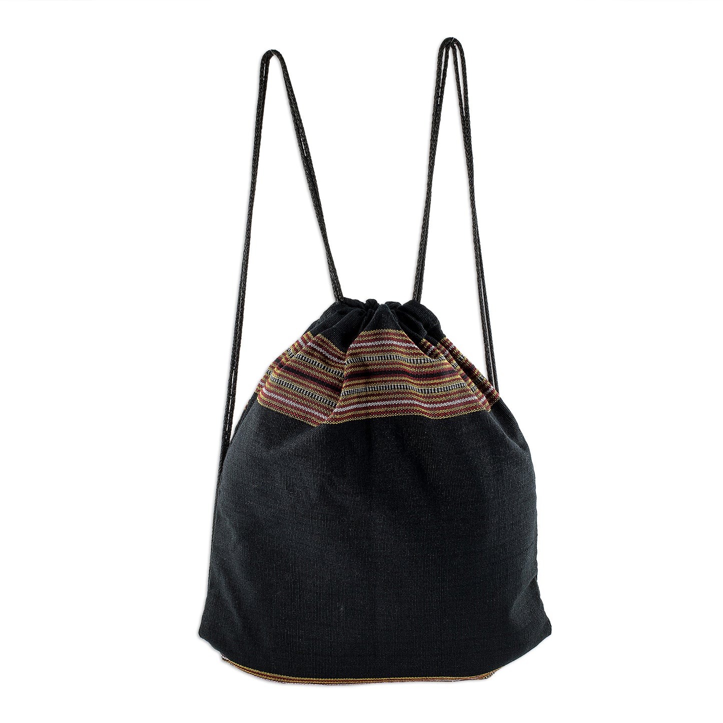 On the Go in Black Lightweight Cotton Backpack in Black from Guatemala