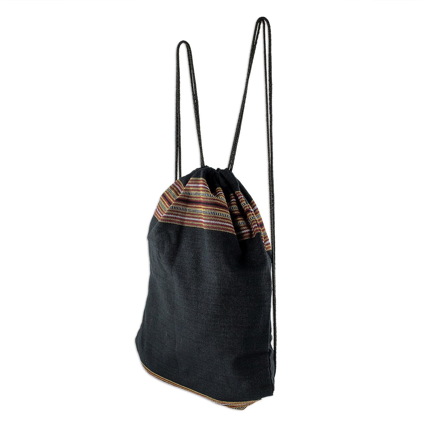 On the Go in Black Lightweight Cotton Backpack in Black from Guatemala