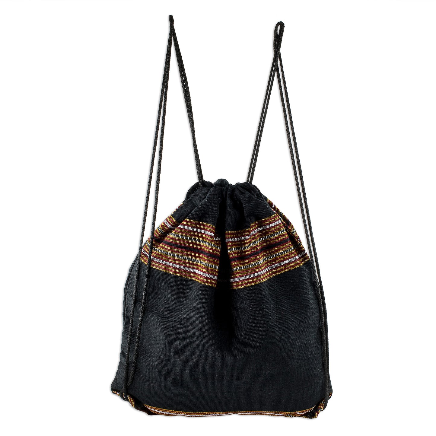 On the Go in Black Lightweight Cotton Backpack in Black from Guatemala