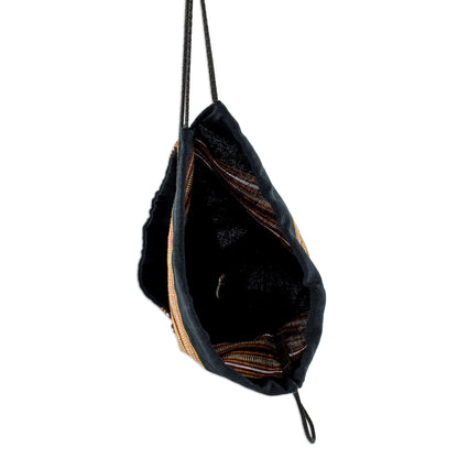 On the Go in Black Lightweight Cotton Backpack in Black from Guatemala