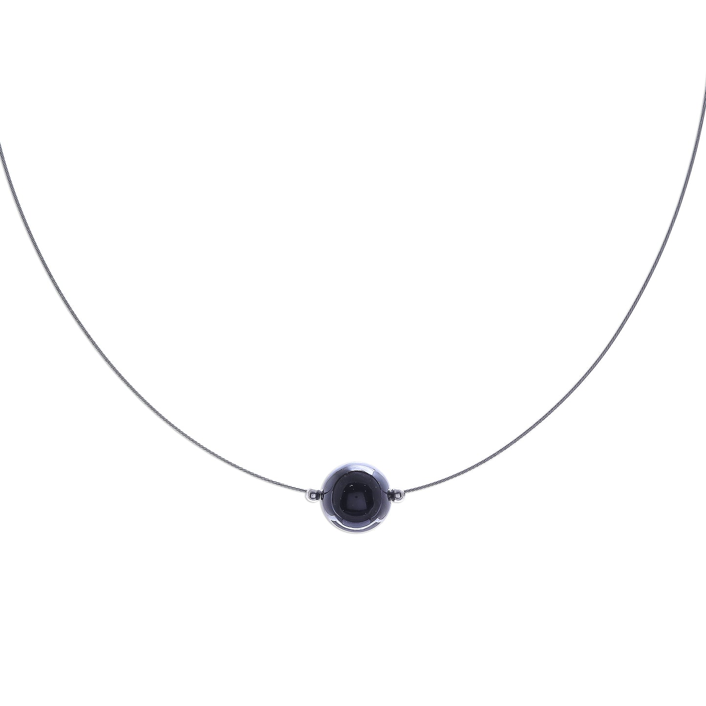 Modern Mood Black Agate Modern Pendant Necklace from Thailand