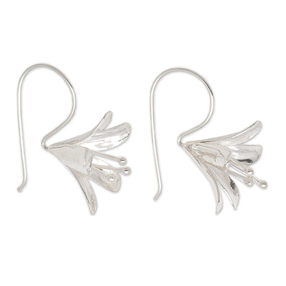 Early Bloom Polished Sterling Silver Flower Drop Earrings