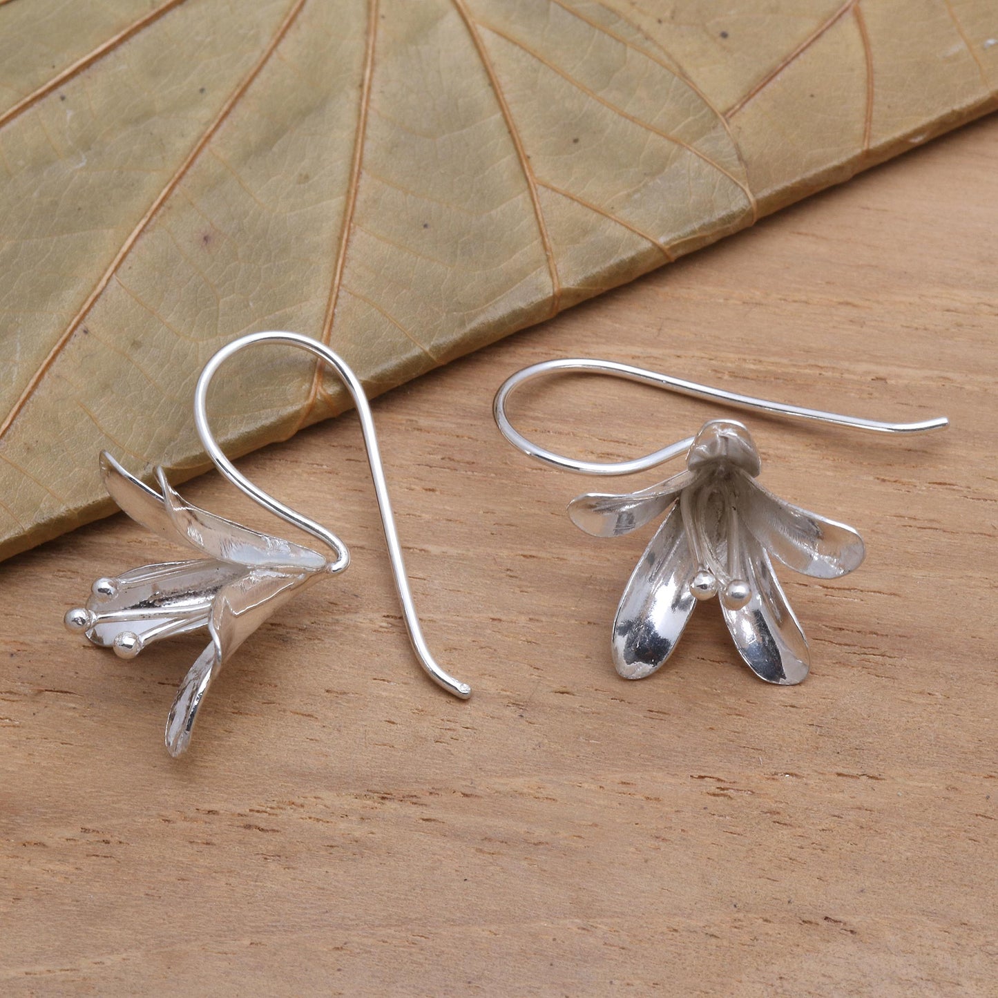 Early Bloom Polished Sterling Silver Flower Drop Earrings