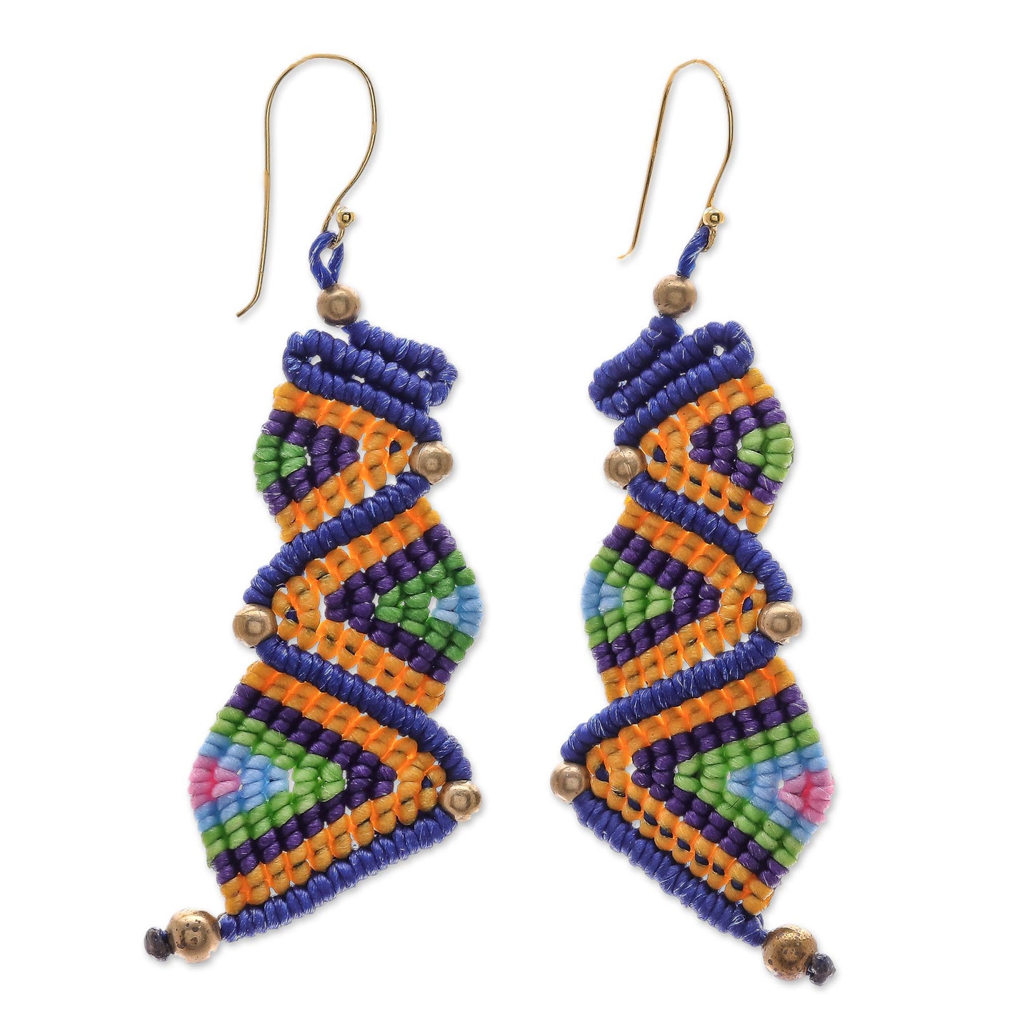 Zigzag Dream Colorful Zigzag Pattern Hand-Knotted Dangle Earrings