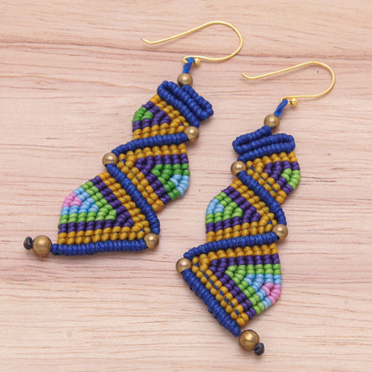 Zigzag Dream Colorful Zigzag Pattern Hand-Knotted Dangle Earrings