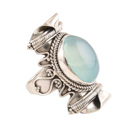 Rajasthan Realm Aqua Chalcedony and Sterling Silver Cocktail Ring