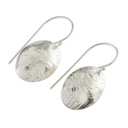 Molten Ovals Oval Sterling Silver Earrings with Lava-Like Textures