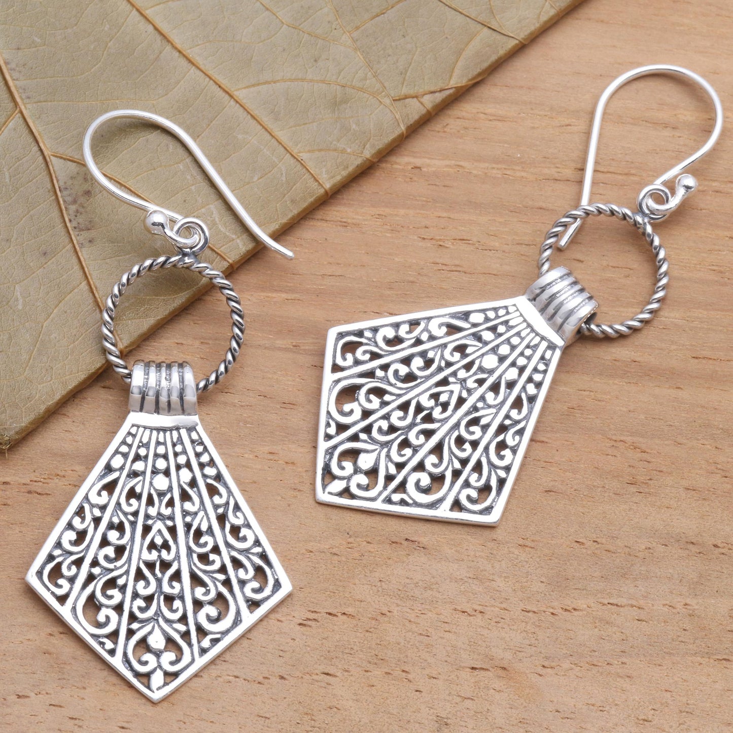 Lamak Flags Balinese Sterling Silver Dangle Earrings