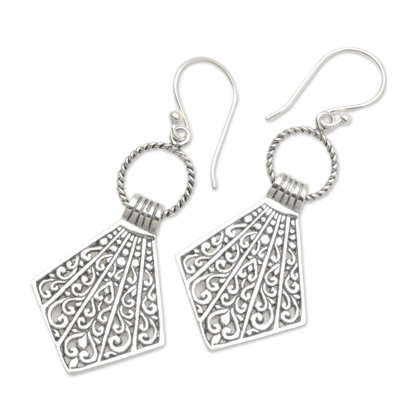 Lamak Flags Balinese Sterling Silver Dangle Earrings