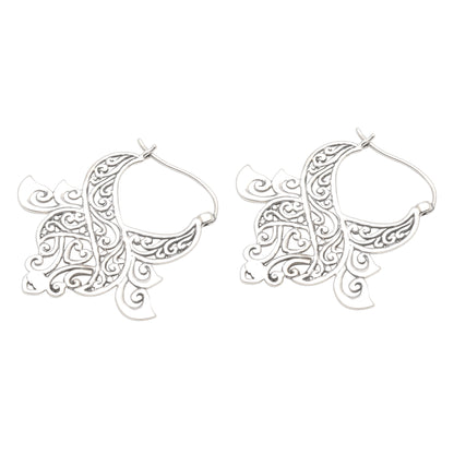 Untamed Beauty Modern Free-Form Sterling Silver Jungle Tendril Earrings