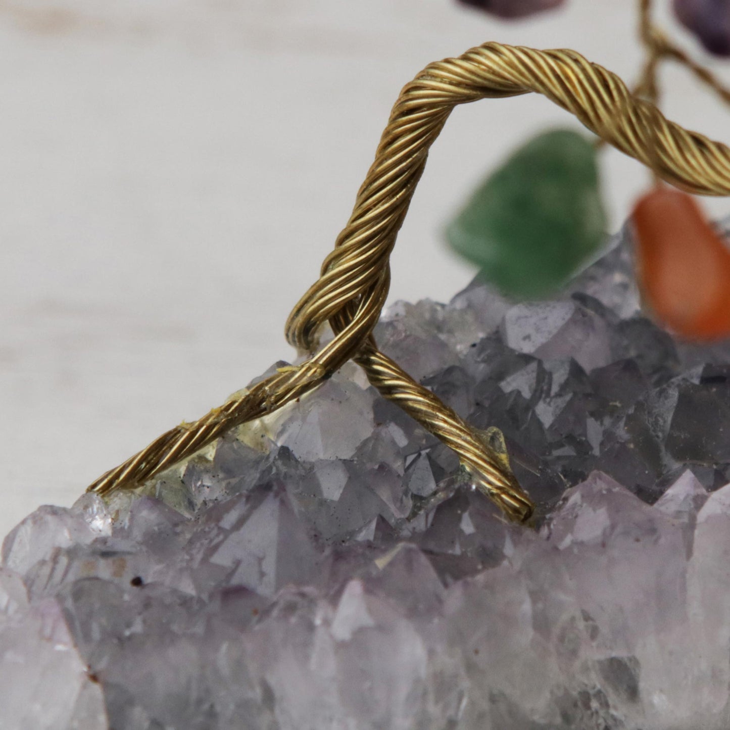 Spring Colors Amethyst and Quartz Brazilian Mini Gemstone Tree Sculpture