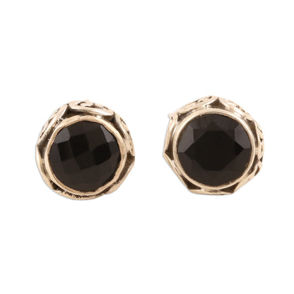 Black As Night Small Black Onyx Stud Earrings from India