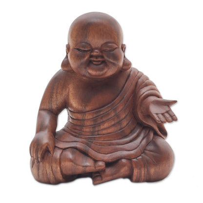 Tranquil Buddha Hand Carved Wood Buddha Sculpture from Bali