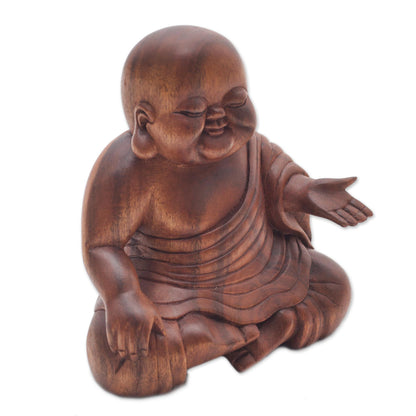 Tranquil Buddha Hand Carved Wood Buddha Sculpture from Bali