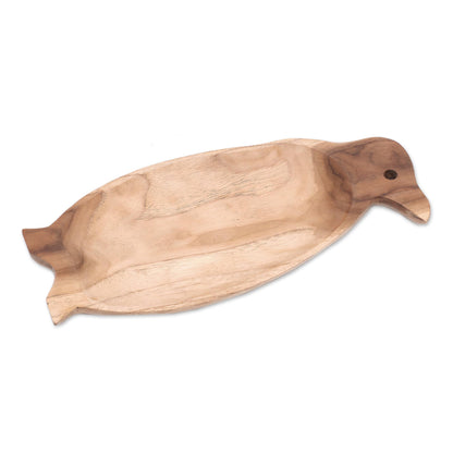 Spry Penguin Penguin-Shaped Teak Wood Serving Platter