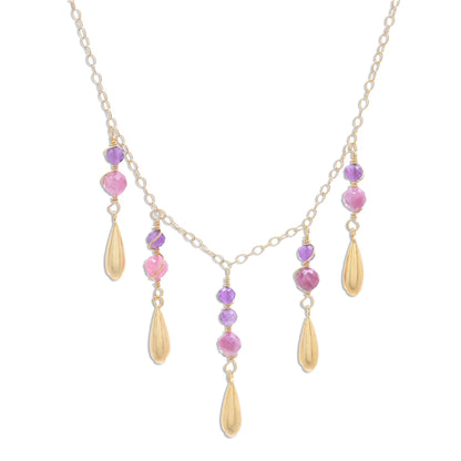 Aria Tourmaline and Amethyst Pendant Waterfall Necklace