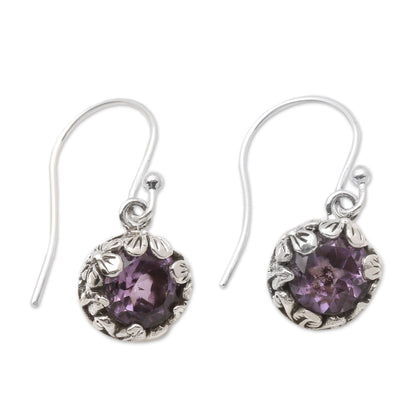 Petite Frangipani Flowers Petite Amethyst Floral Earrings in Sterling Silver