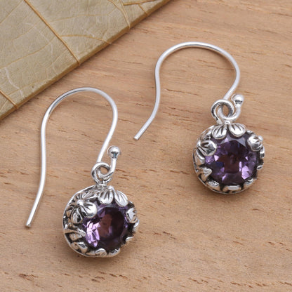 Petite Frangipani Flowers Petite Amethyst Floral Earrings in Sterling Silver