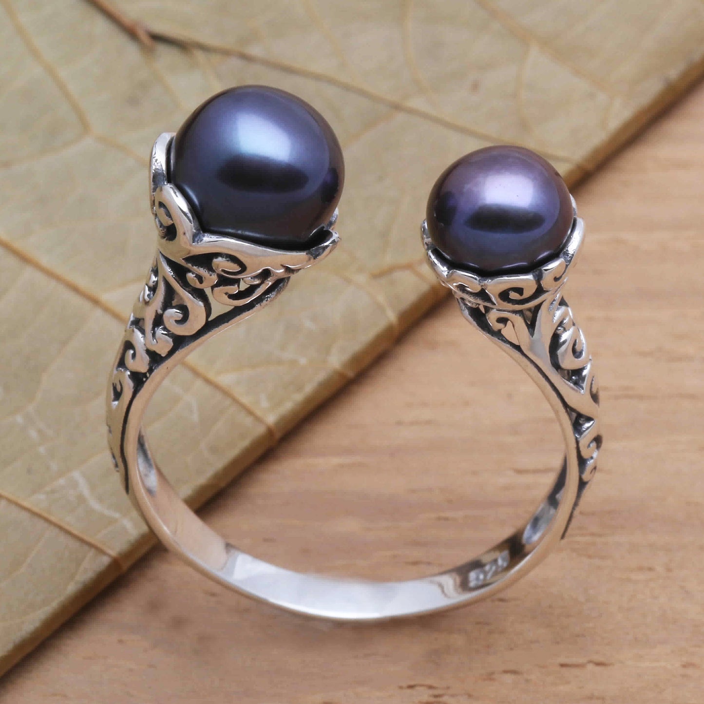 Seeking You Cultured Peacock Pearl and Sterling Silver Ring from Bali