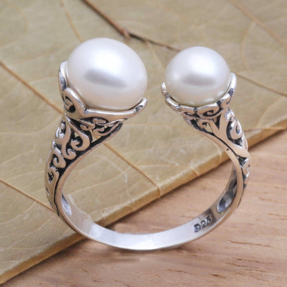 Seeking You White Cultured Pearl and Sterling Silver Ring from Bali