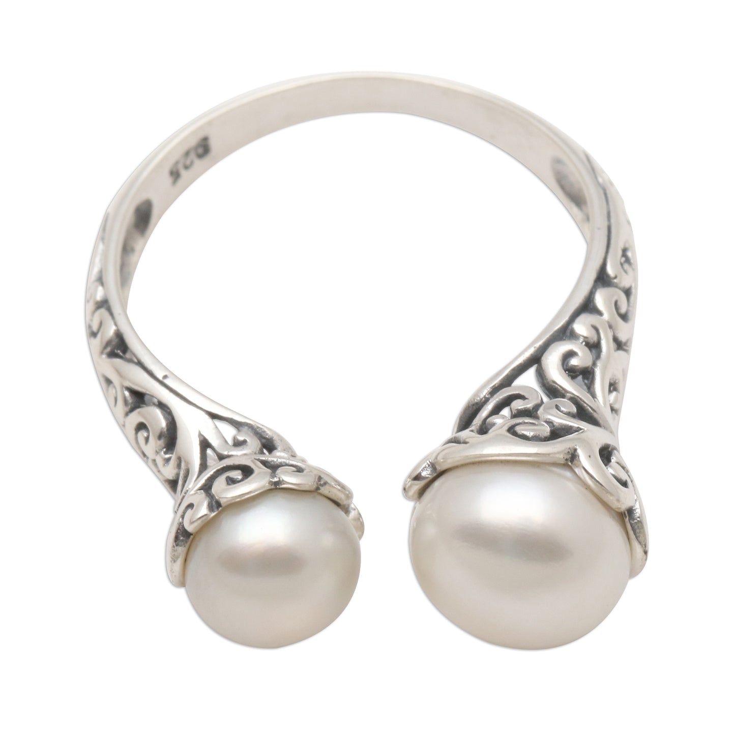 Seeking You White Cultured Pearl and Sterling Silver Ring from Bali