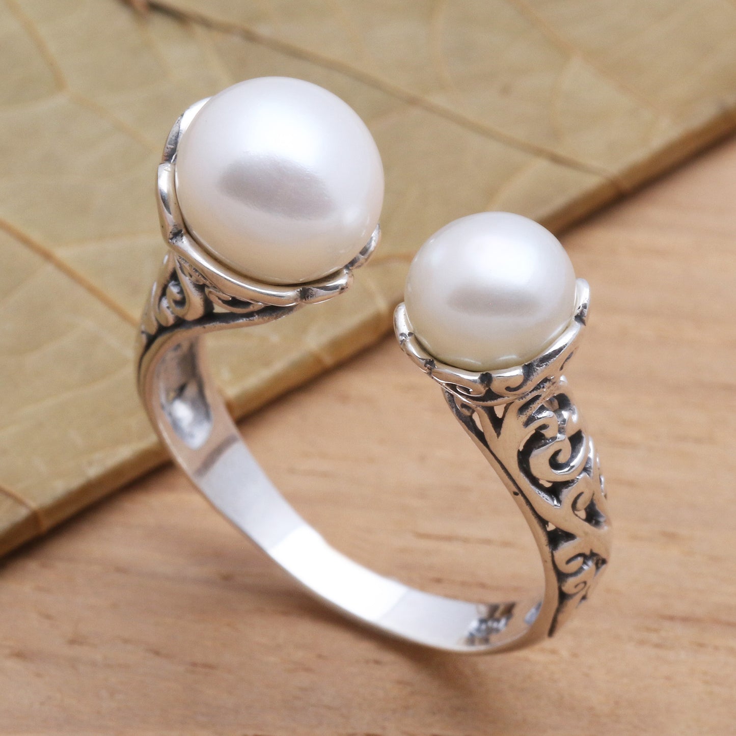 Seeking You White Cultured Pearl and Sterling Silver Ring from Bali