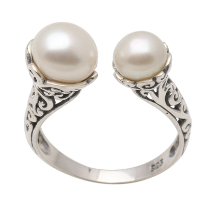 Seeking You White Cultured Pearl and Sterling Silver Ring from Bali