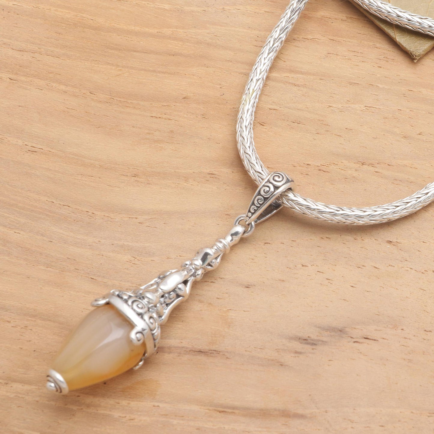 Light of Inspiration Carnelian and Sterling Silver Handmade Pendant Necklace