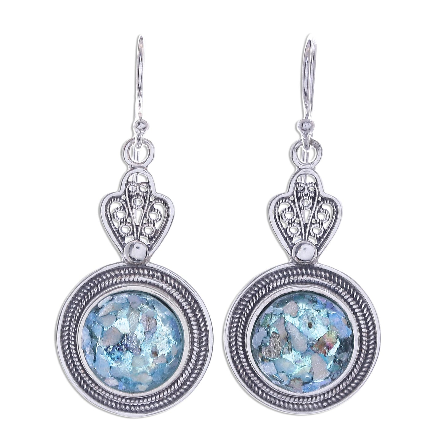 Mesmerizing Color Handcrafted Thai Sterling Silver and Roman Glass Earrings