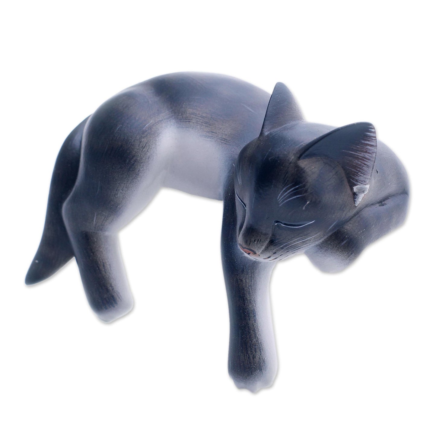 Catnap Hand Crafted Dark Grey Sleeping Kitty Cat Sculpture