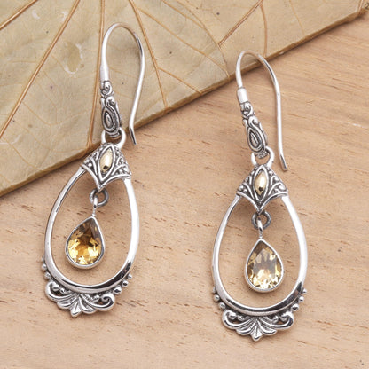 Victoriana Citrine Dangle Earrings Accented with 18k Gold