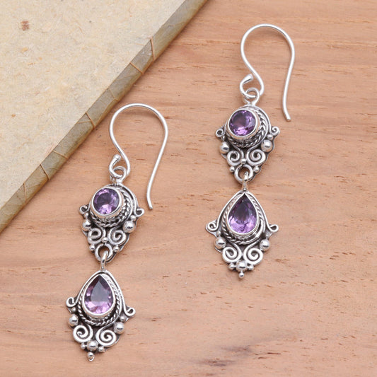 Traditional Ways Vintage Style Amethyst Dangle Earrings