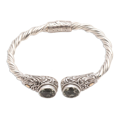 Twin Pools Prasiolite Gold-Accented Silver Cuff Bracelet