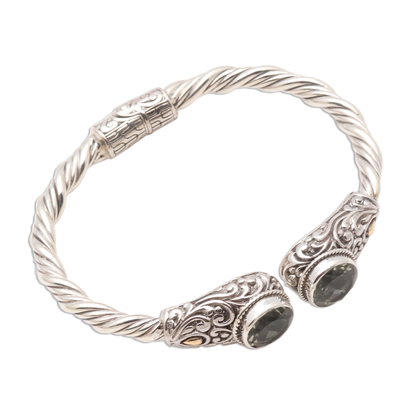 Twin Pools Prasiolite Gold-Accented Silver Cuff Bracelet