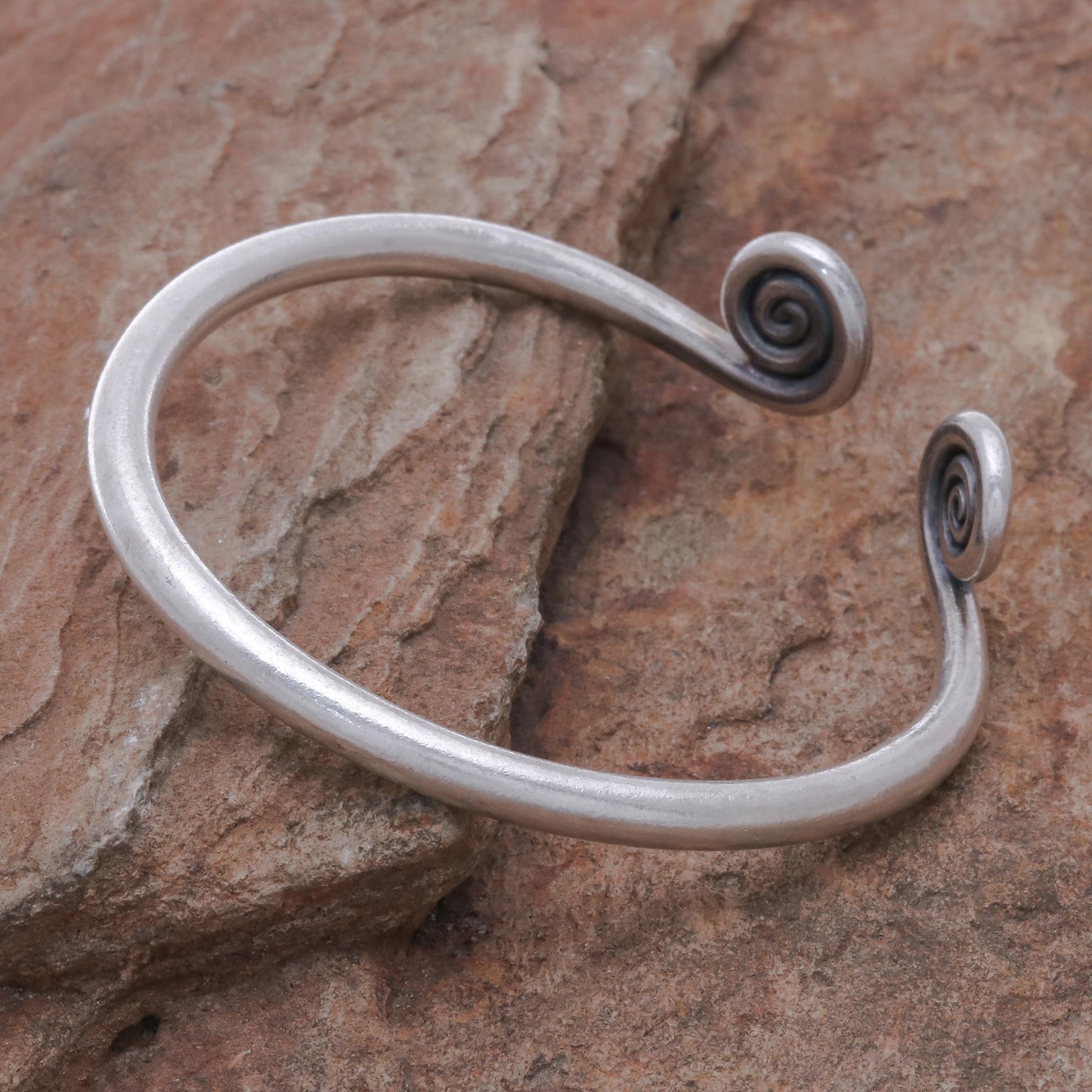 Fiddlehead Fern Hill Tribe 950 Silver Spiral Cuff Bracelet