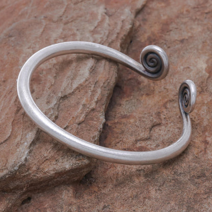 Fiddlehead Fern Hill Tribe 950 Silver Spiral Cuff Bracelet