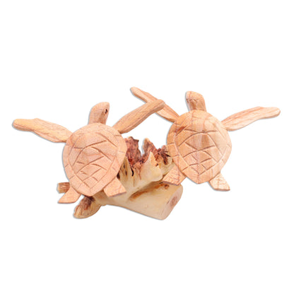 Sea Turtle Companions Original Jempinis and Benalu Wood Turtle Sculpture